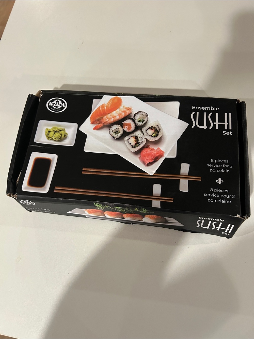 Sushi Serving Set with Chopsticks and Dishes - Black Box